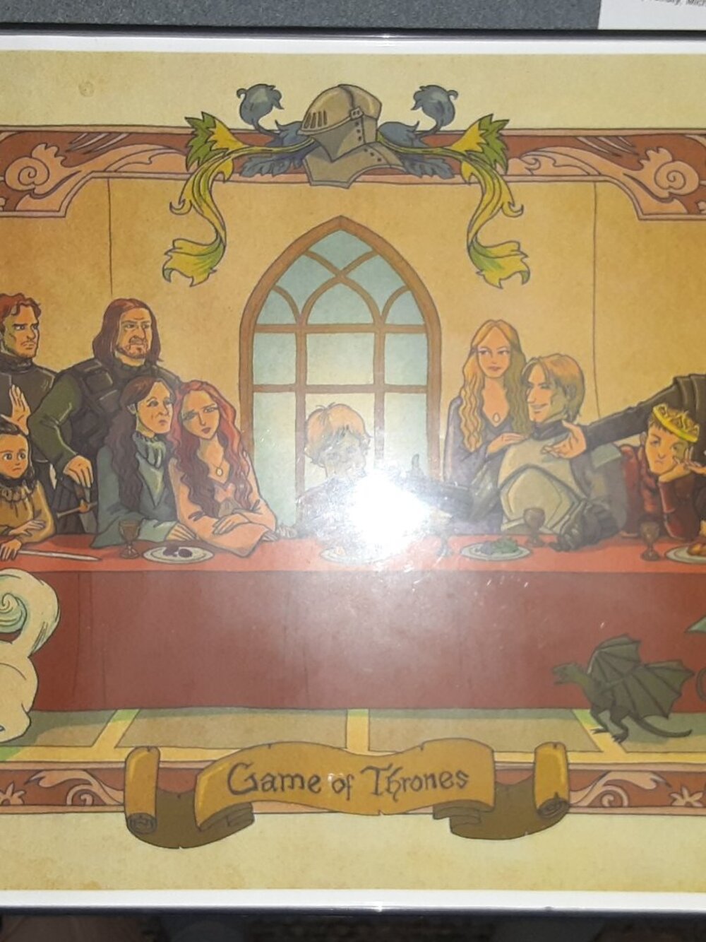 Game of Thrones Season 5 Art Poster - Framed - 17" x 11" - Used (Last Supper)